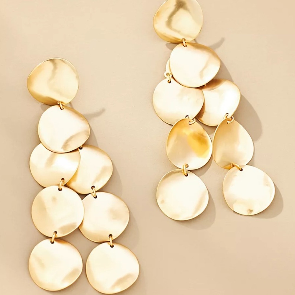 Anthropologie Gold Round Disk Earrings